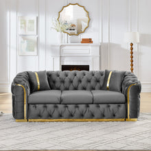 Load image into Gallery viewer, Button Tufted Couch With 2 Pillows, 3 Seater Luxury Chesterfield Sofa