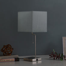 Load image into Gallery viewer, Bedside Table Lamp With Gray Square Shade - Gray