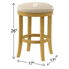 Load image into Gallery viewer, Solid Wood Swivel Backless Counter Height Bar Chair - Cream / Brown