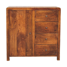Load image into Gallery viewer, 32" Distressed Solid Wood Accent Cabinet With Single Door And Four Drawers - Brown