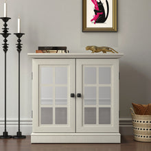 Load image into Gallery viewer, Sideboard Cabinet With Mirrored Doors, Adjustable Shelf, Metal Handles