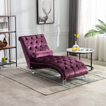 Load image into Gallery viewer, Velvet Chaise Lounge Indoor, Button Tufted Upholstered Chaise Lounge Chair With Pillow