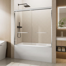 Load image into Gallery viewer, Aluminum Frame Double Double Soft Close Shower Door, Tempered Glass And Dual Stainless Steel Handles
