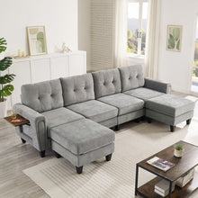 Load image into Gallery viewer, Modular Sectional Sofa With Movable Ottomans, USB Ports & Side Tables