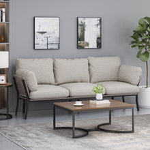 Load image into Gallery viewer, Mid Century Modern 3 Seater Sofa With Pillow Cushions - Light Gray