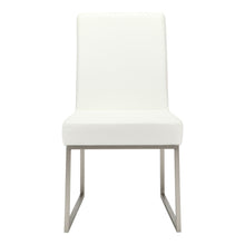 Load image into Gallery viewer, Upholstered Faux Leather Dining Side Chairs (Set of 2) - White / Silver