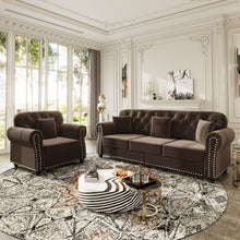 Load image into Gallery viewer, Upholstered Sofa Set With Nailhead Trim And Rolled Armrests, Includes Pillows