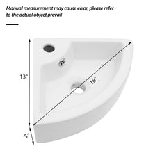 Load image into Gallery viewer, Triangle Porcelain Wall Mount Vessel Sink With Single Faucet Hole & Overflow - White