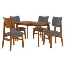 Load image into Gallery viewer, Dining Table Set For 4, Solid Wood Dining Table And Solid Wood Chairs, 5 Pieces Farmhouse Dining Table And 4 Upholstered Chairs - Brown / Gray