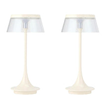 Load image into Gallery viewer, Geometric USB Bedside Lamps With Novelty Shades (Set of 2) - White