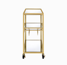 Load image into Gallery viewer, 40" Glass And Iron Rolling Prep Table - Clear / Gold