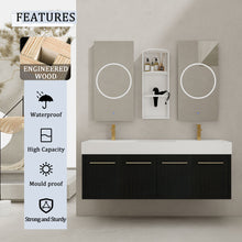 Load image into Gallery viewer, Modern Wall Mounted Bathroom Vanity With Resin Sink And Storage Rack