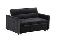 Load image into Gallery viewer, Maeve - Convertible Sleeper Loveseat With Tufting and Side Pocket - Black