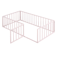 Load image into Gallery viewer, Metal Floor Bed Frame With Fence And Door