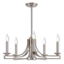 Load image into Gallery viewer, 18" Six Light Metal Dimmable Chandelier With Shades - Nickel
