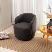 Load image into Gallery viewer, Teddy Fabric Swivel Accent Armchair Barrel Chair With Powder Coating Metal Ring