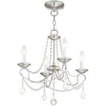 Load image into Gallery viewer, 17" Four Light Metal Dimmable Chandelier With Shades - Nickel