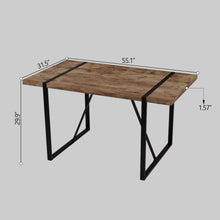 Load image into Gallery viewer, Modern Rural Industrial Dining Table, 55" Rectangular Wood With Metal Legs, Seats 4 - 6 - Wood