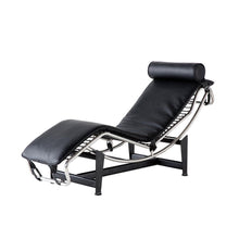 Load image into Gallery viewer, Leather Adjustable Lounge Chair With Pillow - Black / Silver