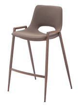 Load image into Gallery viewer, 26" Modern Faux Leather And Steel Low Back Counter Height Bar Chairs (Set of 2) - Brown