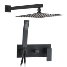 Load image into Gallery viewer, Brass Shower System With 10" Rainfall Shower Head And Handheld Sprayer - Matte Black