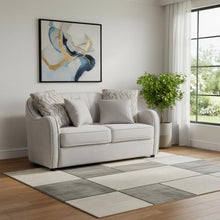 Load image into Gallery viewer, Linen Curved Loveseat And Toss Pillows - Beige / Black