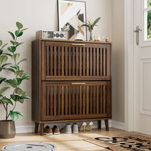 Load image into Gallery viewer, Medieval Modern Shoe Cabinet With 2 Flip Drawers And Fence Design