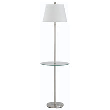 Load image into Gallery viewer, Tray Table Floor Lamp With White Transparent Glass Square Shade - Nickel