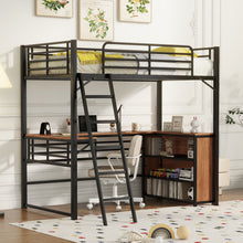 Load image into Gallery viewer, Loft Bed & 3 Layers Of Shelves And L-Shaped Desk