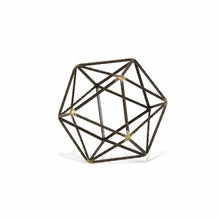 Load image into Gallery viewer, Hand Painted Geometric Orb Tabletop Sculpture (399630) - Brown / Gold