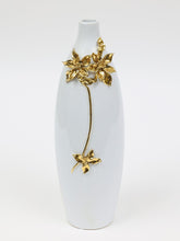 Load image into Gallery viewer, Floral Oval Table Vase With Sculptural Details - Gold