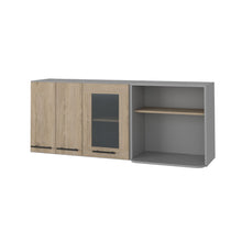 Load image into Gallery viewer, Wood Wall Mounted Accent Cabinet With Three Doors - Gray / Natural