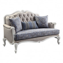 Load image into Gallery viewer, Linen Love Seat - Beige / White