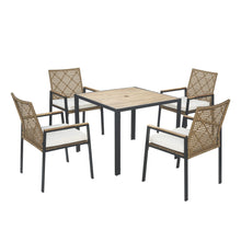 Load image into Gallery viewer, 5 Piece Patio Dining Table Set, Acacia Wood Table Top With Umbrella Hole