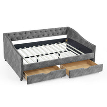 Load image into Gallery viewer, Upholstered Tufted Daybed With Drawers, Waved Arms