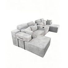 Load image into Gallery viewer, U-Shaped Sectional Sofa With Chaise Lounge And Cup Holders