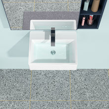 Load image into Gallery viewer, Modern Ceramic Rectangular Wall Mounted Bathroom Sink With Faucet Hole & Overflow