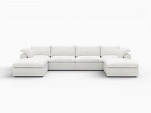 Load image into Gallery viewer, 160" 2 Piece Living Room Set Blend Modular Sofa With Ottoman Storage - White