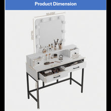 Load image into Gallery viewer, Vanity Desk With 3 Color Lighted Mirror And 4 Drawers
