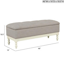 Load image into Gallery viewer, Tufted Storage Bench With Soft Close Lid - Light Gray / Cream