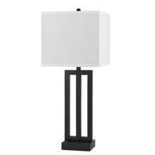 Load image into Gallery viewer, Metal USB Table Lamp With White Shade - Black