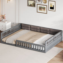 Load image into Gallery viewer, Upholstered Platform Bed With Guardrail And Pillow