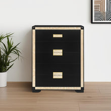 Load image into Gallery viewer, 48" Faux Crystal Bling Wood Six Drawer Dresser - Black And Gold