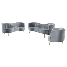 Load image into Gallery viewer, Sophia - 3 Piece Upholstered Channel Tufted Sofa Set - Gray