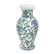 Load image into Gallery viewer, Floral Urn Porcelain Table Vase - White / Green / White