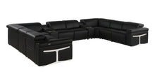 Load image into Gallery viewer, Italian Leather Power Reclining U Shaped Ten Piece Corner Sectional With Console - Black