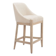 Load image into Gallery viewer, 27" Fabric And Solid Wood Counter Height Bar Chair - Beige / Natural