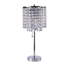 Load image into Gallery viewer, Metal Bedside Table Lamp With Clear Drum Shade - Silver