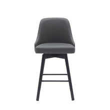 Load image into Gallery viewer, Faux Leather With Solid Wood Swivel Counter Height Bar Chair - Gray And Black