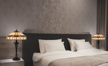 Load image into Gallery viewer, Metal Two Light Candlestick Table Lamp With Ivory And Red Dome Shade - Black